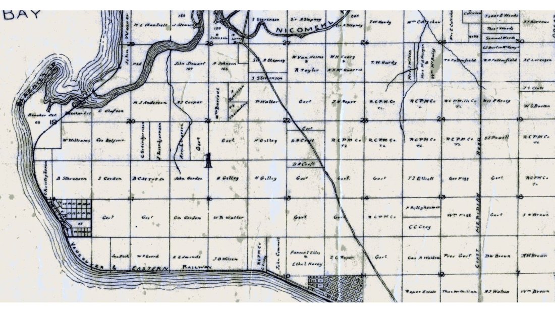 A 1910 pre-emption map of Surrey's south