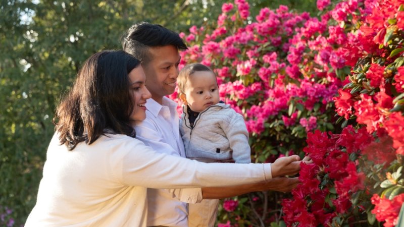 Family at the garden